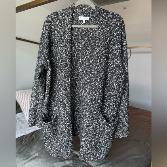 Michael Stars Black & White Lida Knit Duster Cardigan Long Sleeve Oversized S - Picture 1 of 4
